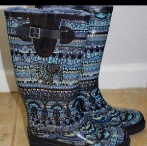 Sakroots fuzzy lined rubber/rain boot